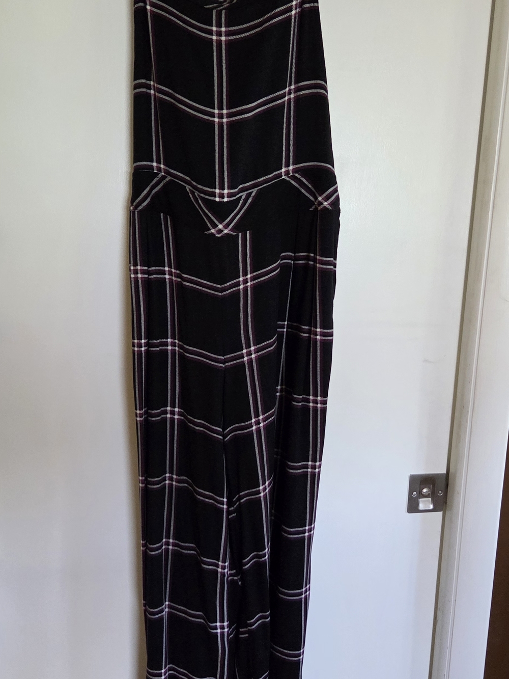 torrid Black Overalls with Pink & White Plaid Accents